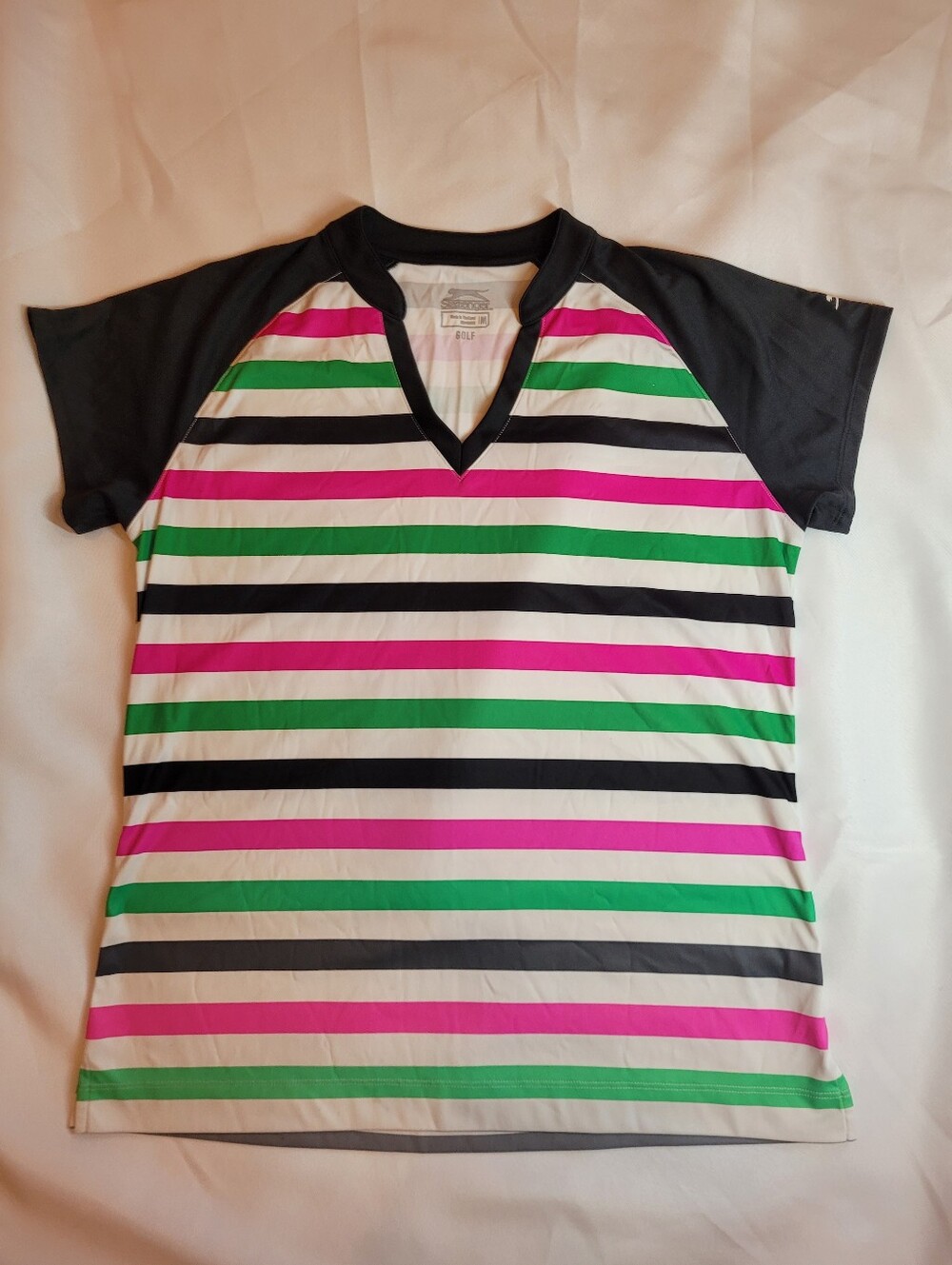 Slazenger Women's Short Sleeve Golf Shirt Striped Multicolor Medium